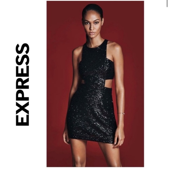 Express Dresses & Skirts - Express Black Sequin side cut out Women's Dress Sz0 BNWT